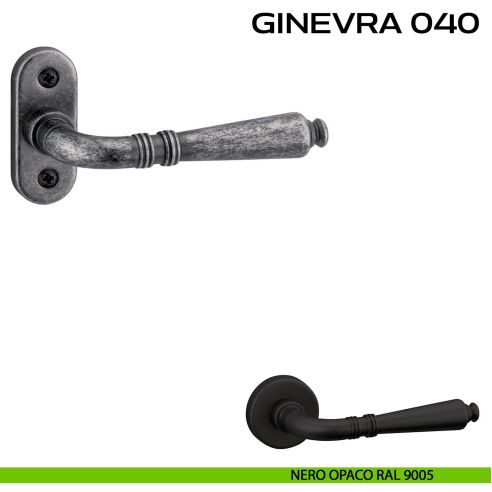 Maniglia per porta con viti a vista Ginevra 040 Reguitti con rosetta ovale nero