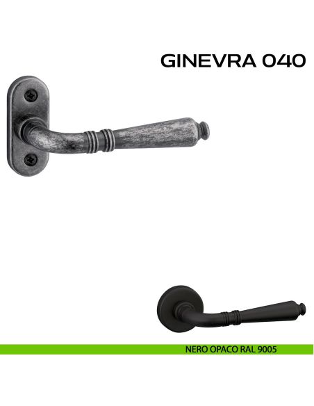 Maniglia per porta con viti a vista Ginevra 040 Reguitti con rosetta ovale nero