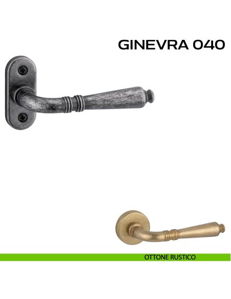 Maniglia per porta con viti a vista Ginevra 040 Reguitti con rosetta ovale rustico