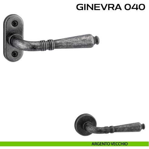 Maniglia per porta con viti a vista Ginevra 040 Reguitti con rosetta ovale argento