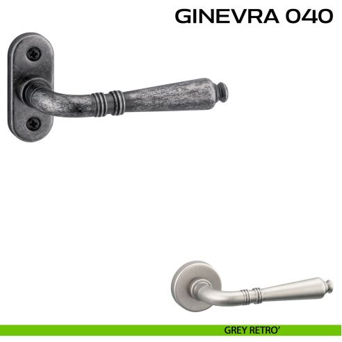 Maniglia per porta con viti a vista Ginevra 040 Reguitti con rosetta ovale grey