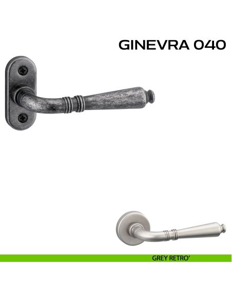 Maniglia per porta con viti a vista Ginevra 040 Reguitti con rosetta ovale grey