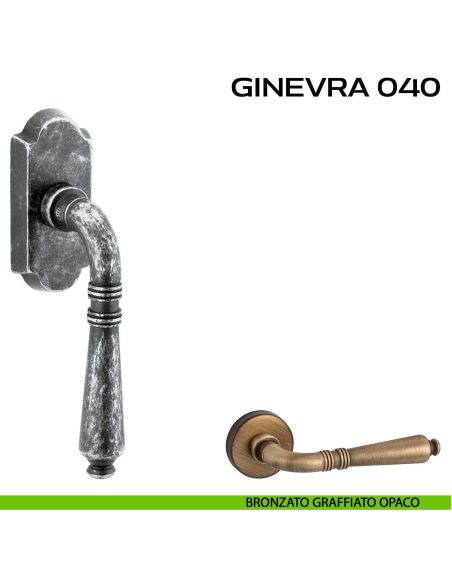 Maniglia per finestra martellina DK Ginevra 040 Reguitti graffiato opaco
