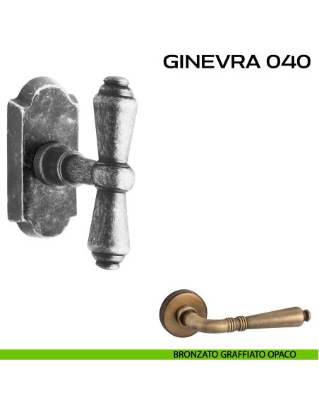 Maniglia per finestra martellina DK impugnatura a T Ginevra 040 Reguitti graffiato opaco