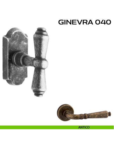 Maniglia per finestra martellina DK impugnatura a T Ginevra 040 Reguitti antico