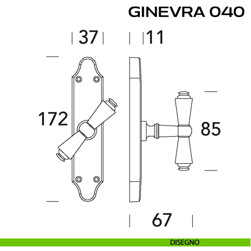 Maniglia per finestra cremonese Ginevra 040 Reguitti disegno