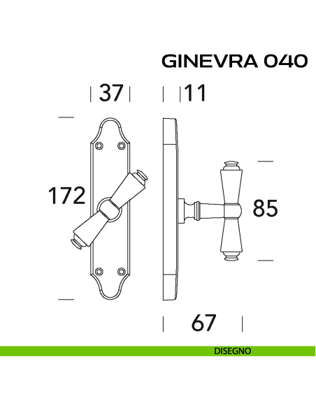 Maniglia per finestra cremonese Ginevra 040 Reguitti disegno