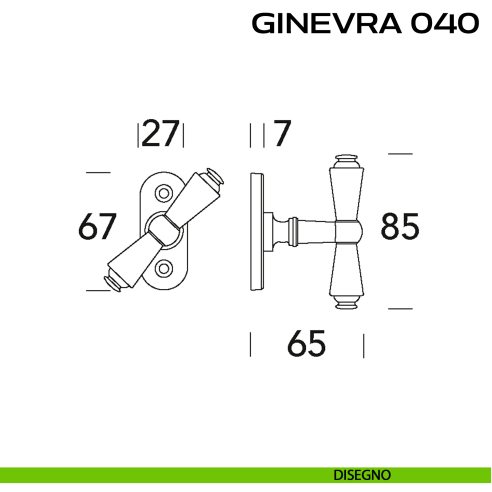 Maniglia per finestra martellina Ginevra 040 Reguitti disegno