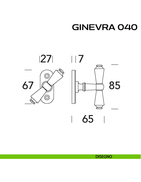 Maniglia per finestra martellina Ginevra 040 Reguitti disegno