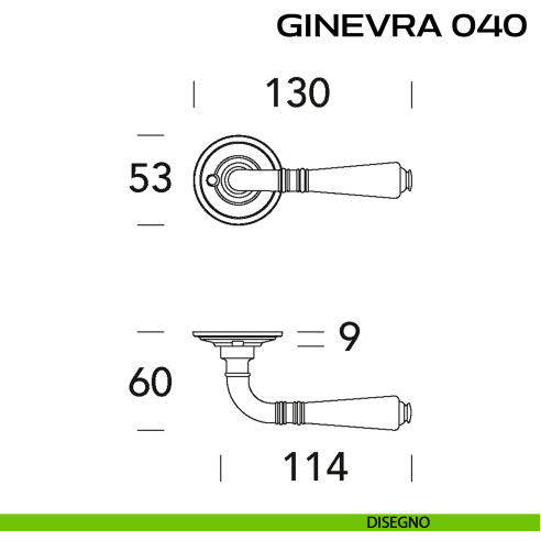Maniglia per porta Ginevra 040 Reguitti con viti a vista disegno