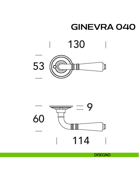 Maniglia per porta Ginevra 040 Reguitti con viti a vista disegno