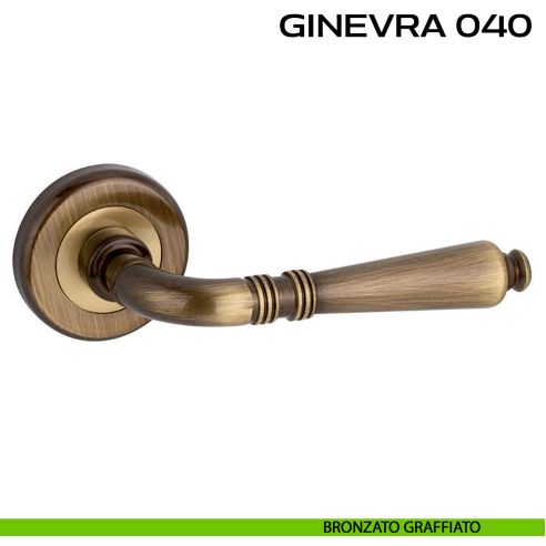 Maniglia per porta Ginevra 040 Reguitti con rosetta ad avvitare bronzato