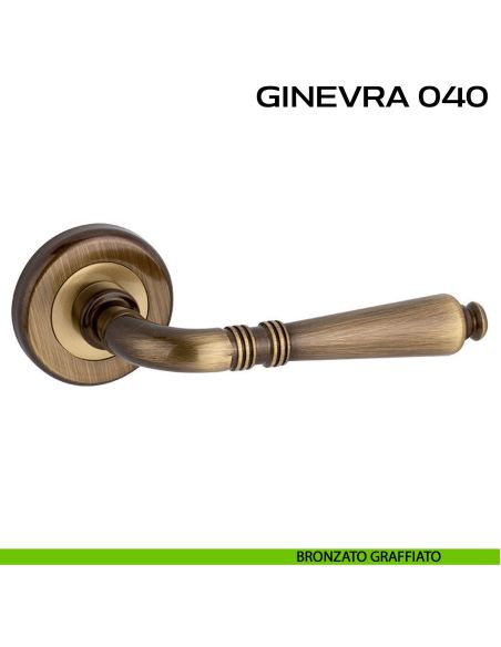 Maniglia per porta Ginevra 040 Reguitti con rosetta ad avvitare bronzato