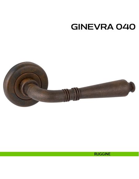 Maniglia per porta Ginevra 040 Reguitti con rosetta ad avvitare ruggine