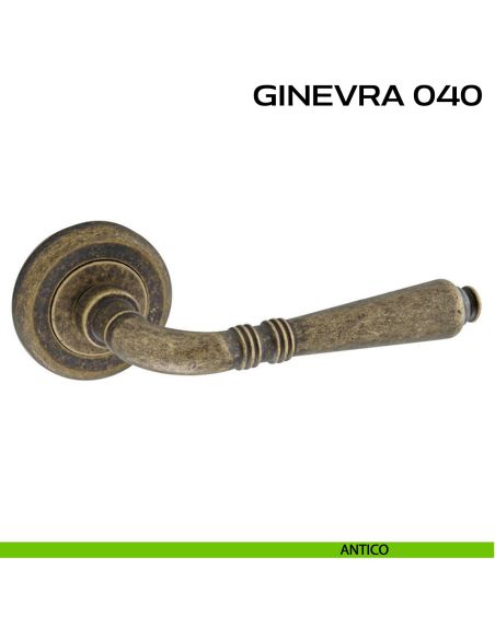 Maniglia per porta Ginevra 040 Reguitti con rosetta ad avvitare antico