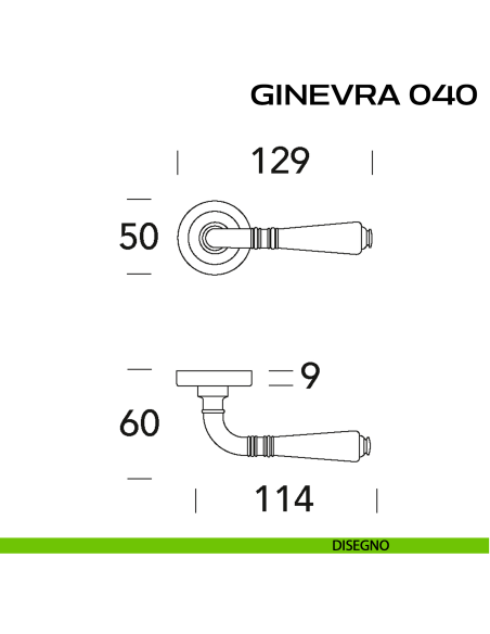 Maniglia per porta Ginevra 040 Reguitti con rosetta ad avvitare disegno