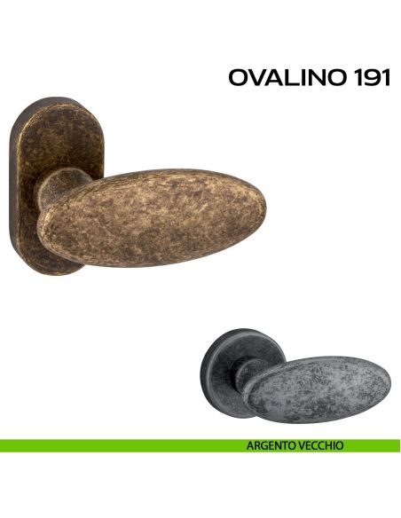 Maniglia per porta Ovalino 191 Reguitti con rosetta ovale argento