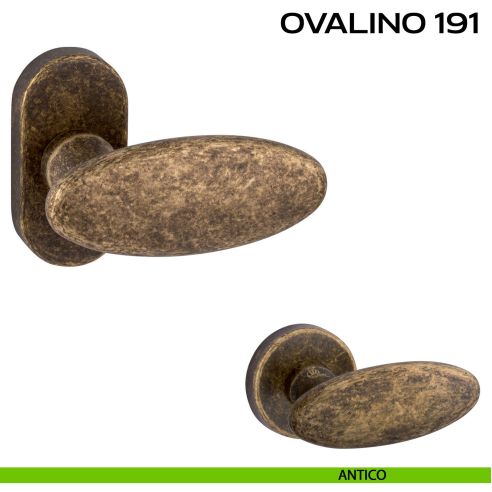 Maniglia per porta Ovalino 191 Reguitti con rosetta ovale antico
