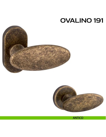 Maniglia per porta Ovalino 191 Reguitti con rosetta ovale antico