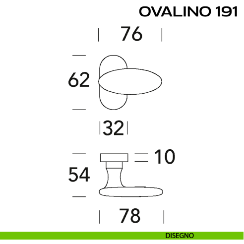 Maniglia per porta Ovalino 191 Reguitti con rosetta ovale disegno
