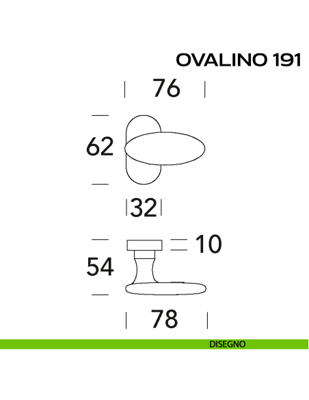 Maniglia per porta Ovalino 191 Reguitti con rosetta ovale disegno