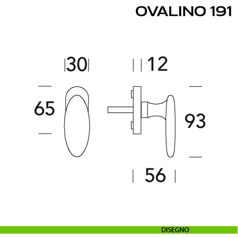 Maniglia martellina DK per finestra Ovalino 191 Reguitti disegno
