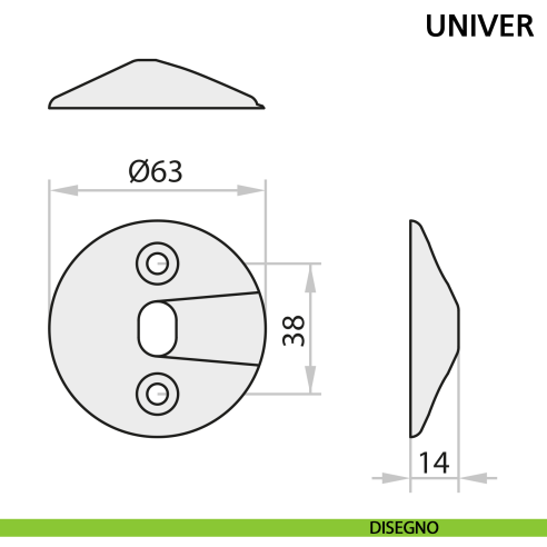Boccola a pavimento per porta Univer Ninz 3105019.001 - disegno