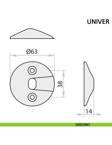 Boccola a pavimento per porta Univer Ninz 3105019.001 - disegno