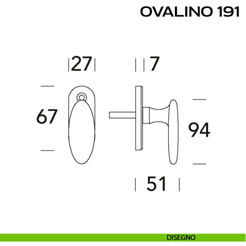Maniglia per finestra martellina Ovalino 191 Reguitti disegno