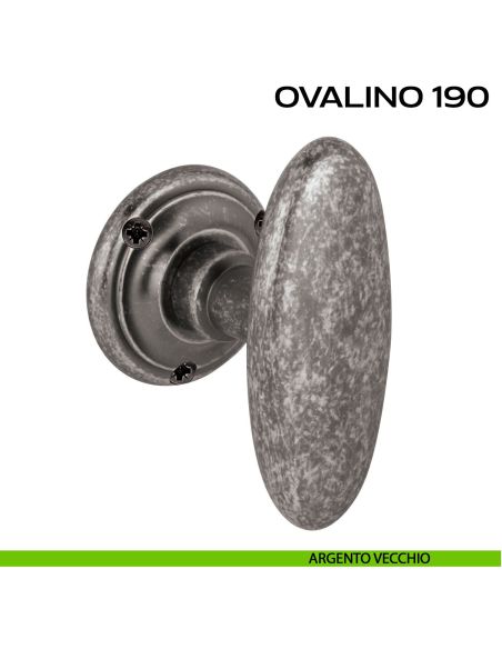 Pomolo ovale girevole per porta Ovalino 190 a T Reguitti argento