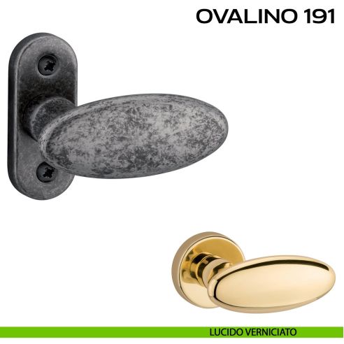 Maniglia per porta con viti a vista Ovalino 191 Reguitti con rosetta ovale lucido