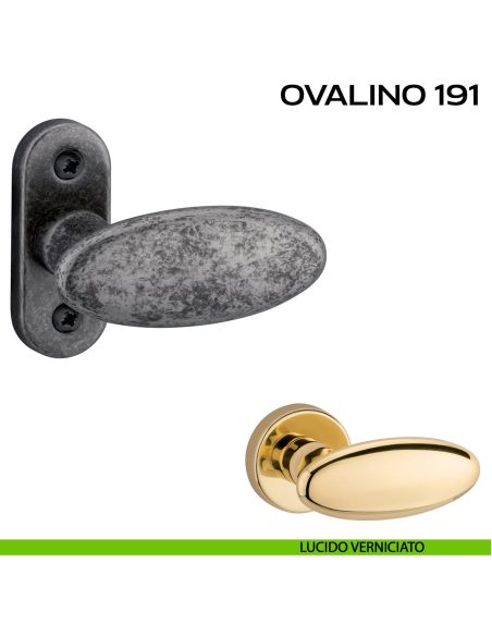 Maniglia per porta con viti a vista Ovalino 191 Reguitti con rosetta ovale lucido