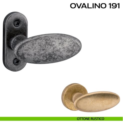Maniglia per porta con viti a vista Ovalino 191 Reguitti con rosetta ovale rustico