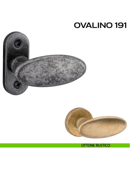 Maniglia per porta con viti a vista Ovalino 191 Reguitti con rosetta ovale rustico