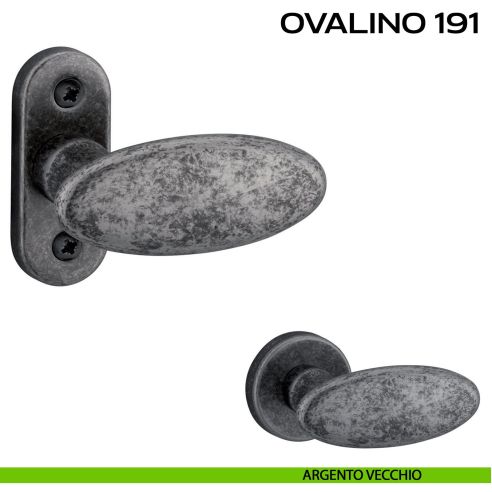 Maniglia per porta con viti a vista Ovalino 191 Reguitti con rosetta ovale argento