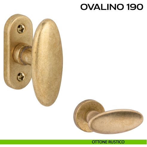 Pomolo ovale girevole per porta Ovalino T 190 Reguitti con rosetta ovale rustico