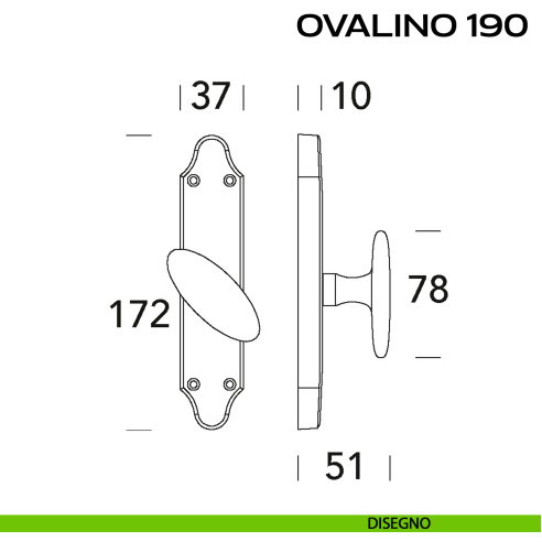 Maniglia per finestra cremonese Ovalino T 190 Reguitti disegno