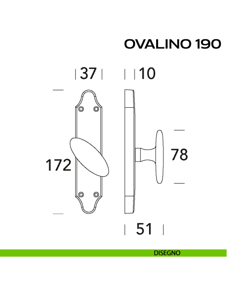 Maniglia per finestra cremonese Ovalino T 190 Reguitti disegno
