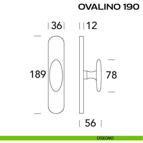 Maniglia per finestra cremonese Ovalino 190 Reguitti disegno
