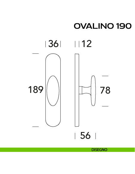 Maniglia per finestra cremonese Ovalino 190 Reguitti disegno