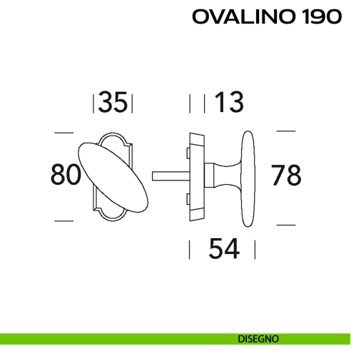 Maniglia per finestra martellina DK Ovalino T 190 Reguitti disegno