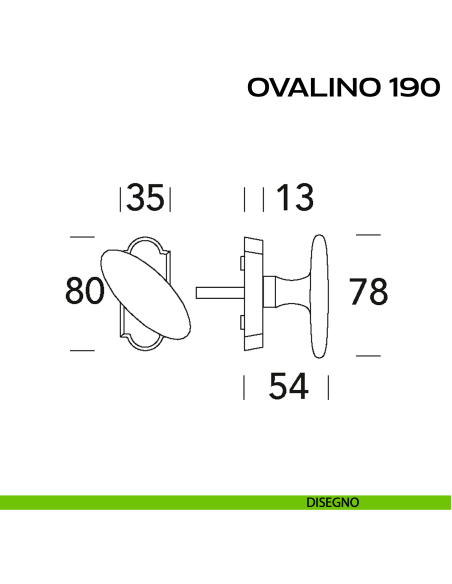 Maniglia per finestra martellina DK Ovalino T 190 Reguitti disegno