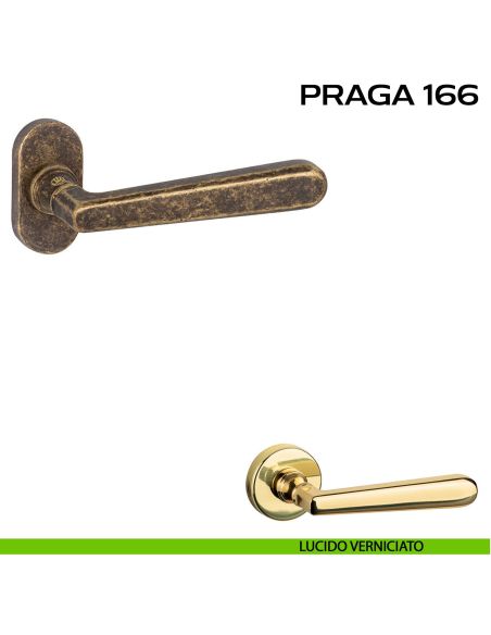 Maniglia per porta Praga 166 Reguitti con rosetta ovale lucido