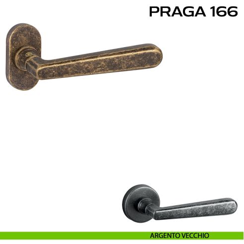 Maniglia per porta Praga 166 Reguitti con rosetta ovale argento