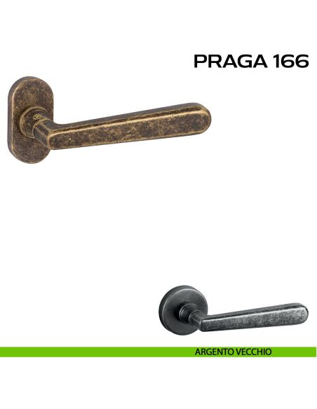 Maniglia per porta Praga 166 Reguitti con rosetta ovale argento