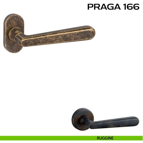 Maniglia per porta Praga 166 Reguitti con rosetta ovale ruggine