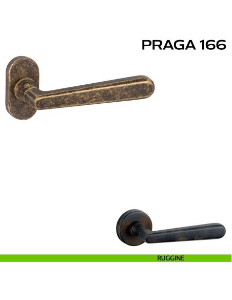 Maniglia per porta Praga 166 Reguitti con rosetta ovale ruggine
