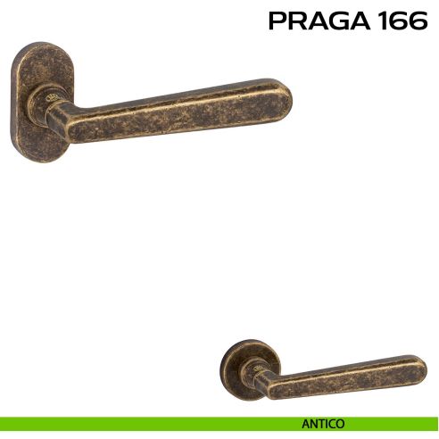Maniglia per porta Praga 166 Reguitti con rosetta ovale antico