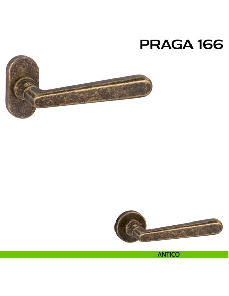 Maniglia per porta Praga 166 Reguitti con rosetta ovale antico