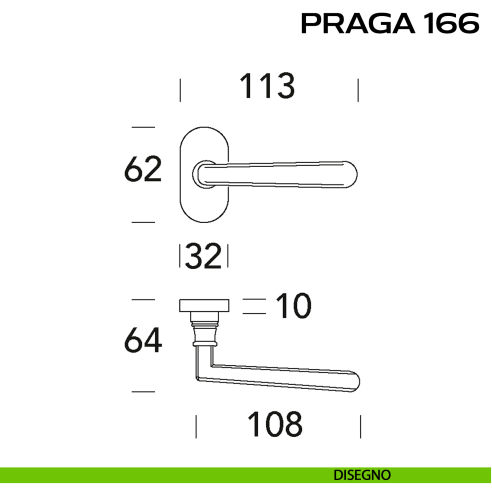 Maniglia per porta Praga 166 Reguitti con rosetta ovale disegno